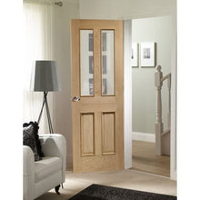 Load image into Gallery viewer, Malton With Raised Mouldings Internal Oak Door with Clear Bevelled Glass - All Sizes - XL Joinery
