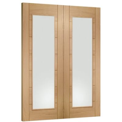 Palermo Internal Oak Rebated Door Pair with Clear Glass - All Sizes