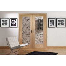 Load image into Gallery viewer, Suffolk Internal Oak Rebated Door Pair with Clear Etched Glass - All Sizes - XL Joinery
