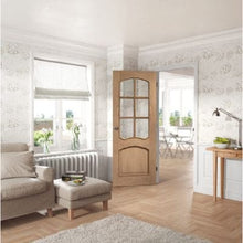 Load image into Gallery viewer, Riviera Internal Oak Door With Raised Mouldings and Clear Bevelled Glass - All Sizes
