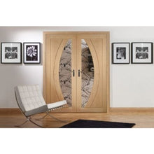 Load image into Gallery viewer, Salerno Internal Oak Rebated Door Pair with Clear Glass - All Sizes - XL Joinery

