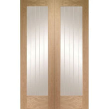 Load image into Gallery viewer, Suffolk Internal Oak Rebated Door Pair with Clear Etched Glass - All Sizes - XL Joinery
