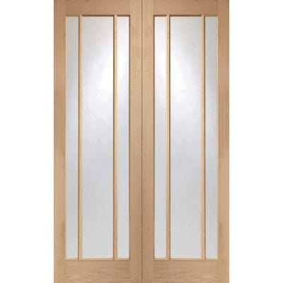 Worcester Internal Oak Rebated Door Pair with Clear Glass - All Sizes - XL Joinery