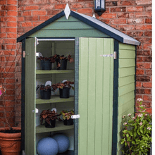 Load image into Gallery viewer, Overlap 4ft x 3ft Double Door Apex Shed inc 3 Shelves - Shire
