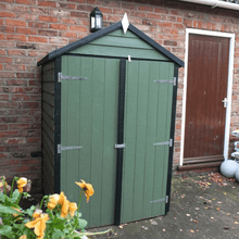 Load image into Gallery viewer, Overlap 4ft x 3ft Double Door Apex Shed inc 3 Shelves - Shire
