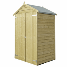 Load image into Gallery viewer, Overlap 4 x 3 Double Door Apex Shed (Pressure Treated) - Shire
