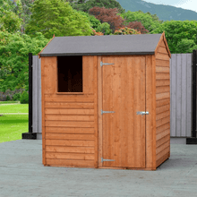 Load image into Gallery viewer, Overlap 6ft x 4ft Single Door Reverse Apex Shed - Shire
