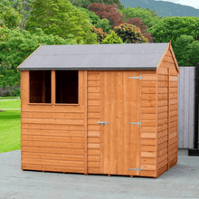 Load image into Gallery viewer, Overlap 8ft x 6ft Single Door Amaryllis Reverse Apex Shed - Shire
