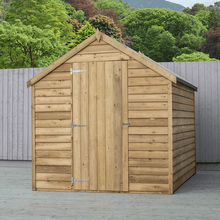 Load image into Gallery viewer, Overlap 8ft x 6ft Single Door Apex Value Shed with One Window (Pressure Treated) - Shire
