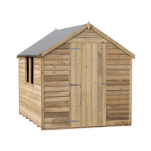 Load image into Gallery viewer, Overlap 8ft x 6ft Single Door Apex Value Shed with One Window (Pressure Treated) - Shire
