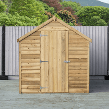 Load image into Gallery viewer, Overlap 8ft x 6ft Single Door Apex Value Shed with One Window (Pressure Treated) - Shire
