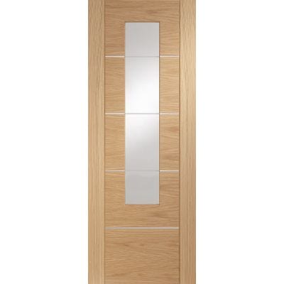 Portici Pre-Finished Internal Oak Door with Clear Glass - All Sizes - XL Joinery