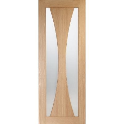 Verona Pre-Finished Internal Oak Door with Clear Glass - All Sizes - XL Joinery