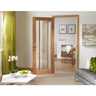 Worcester Pre-Finished Internal Oak Door with Clear Glass - All Sizes - XL Joinery