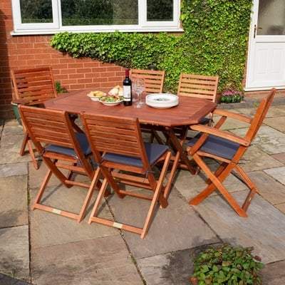 Plumley Six Seater Dining Set Grey Cushions - Rowlinson Outdoor & Garden