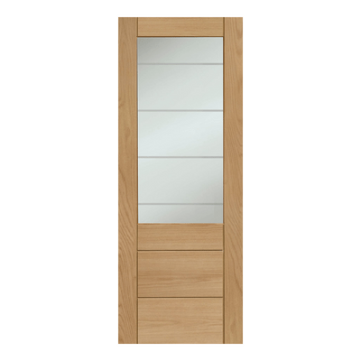 Palermo Essential 2XG Unfinished Internal Oak Door with Clear Etched Glass - XL Joinery