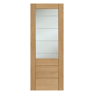 Palermo Essential 2XG Pre-Finished Internal Oak Door with Clear Etched Glass - XL Joinery