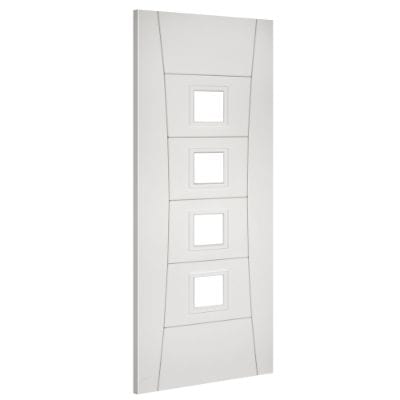 Pamplona White Primed Glazed Internal Door - All Sizes - Deanta