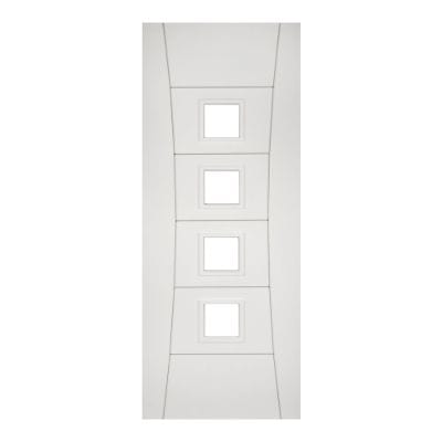 Pamplona White Primed Glazed Internal Door - All Sizes - Deanta