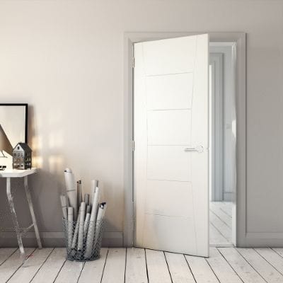 Pamplona White Primed Internal Door - All Sizes - Deanta