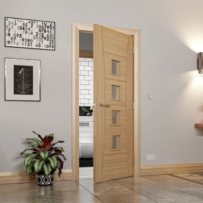 Pamplona Prefinished Oak Glazed Internal Door - All Sizes - Deanta