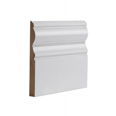 White Primed Victoriana Skirting - 145mm x 18mm x 3.6m - Pack of 4 - Deanta