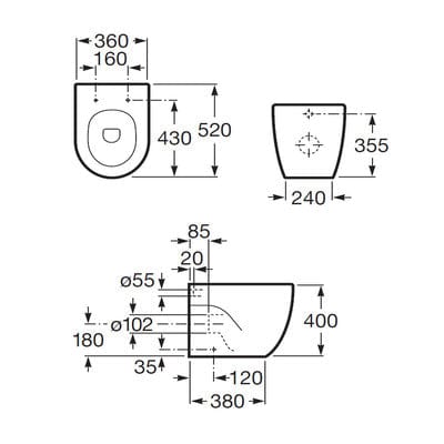 Meridian-N Back To Wall Toilet Pan - Roca