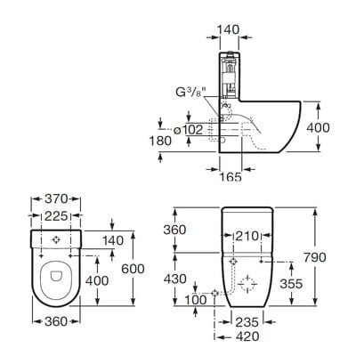 Meridian-N Compact BTW Close Coupled Toilet Pan - Roca
