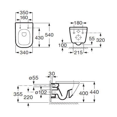 The Gap Wall Hung Toilet Pan - Roca