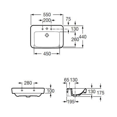 Senso Compact Ceramic 550mm Basin - 1 Tap Hole - Roca