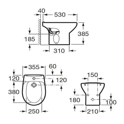 Laura White Back to Wall Bidet - Roca