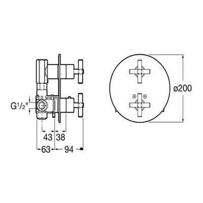 Loft Chrome 1/2" Built-In Thermostatic Bath Or Shower Mixer - Roca