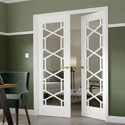Quartz White Primed Glazed Internal Door - All Sizes - JB Kind
