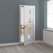 Load image into Gallery viewer, Quattro White Primed Moulded Panel Glazed Internal Door - All Sizes - JB Kind
