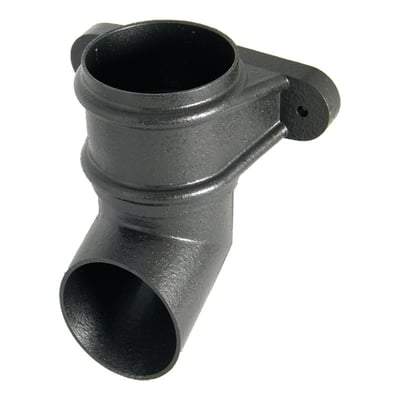Round Downpipe Shoe with Fixing Lugs - 68mm Cast iron Effect