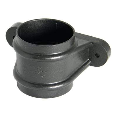 Round Downpipe Socket with Fixing Lugs - 68mm Cast Iron Effect