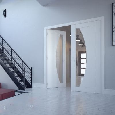 Ravello White Primed Glazed Internal Door - All Sizes - Deanta