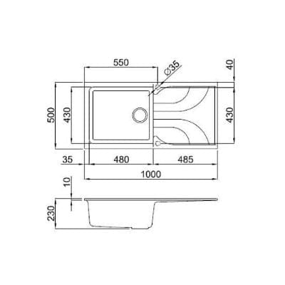 Reginox Ego 480 Elleci Granite 1 Bowl Kitchen Sink - All Colours - Reginox