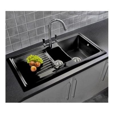 Reginox RL401CB 1.5 Bowl Black Ceramic Kitchen Sink - Reginox