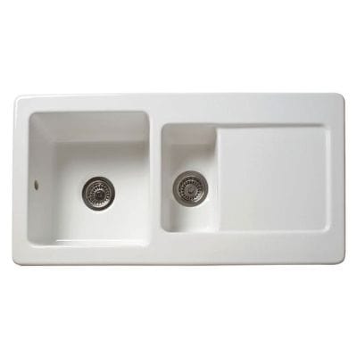 Reginox RL501CW 1.5 Bowl White Ceramic Kitchen Sink - Reginox