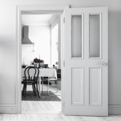 Rochester White Primed Glazed Internal Door - All Sizes - Deanta