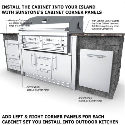 Sunstone Cabinet for Hybrid Charcoal Grill - All Sizes - Sunstone Outdoor Kitchens
