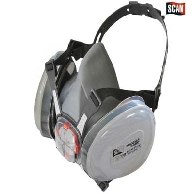 Twin Half Mask Respirator + P2 Dust Filter Cartridges x 2 - Scan