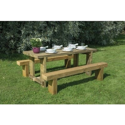 Forest Refectory Table and Sleeper Bench Set x 1.8m