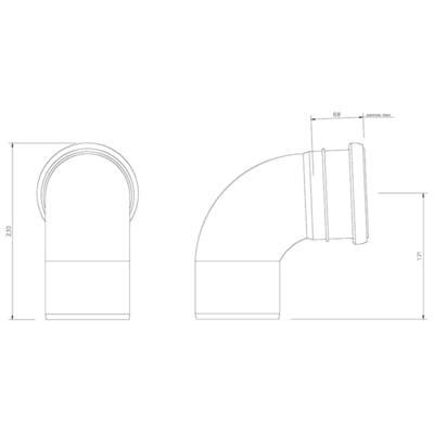 Ring Seal Soil Bend Single Socket - 92.5 Degree X 110mm Black - Floplast Drainage