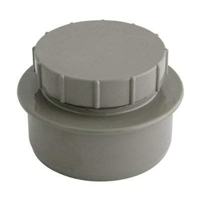 Solvent Weld Soil Screwed Access Cap - 110mm Olive Grey - Floplast Drainage