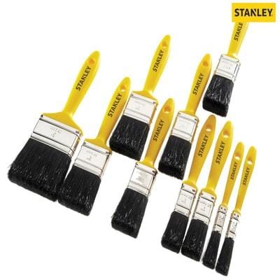 Hobby Paint Brush Set of 10 12(2) 25(2) 38(3) 50(2) & 75mm - Stanley