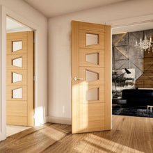 Load image into Gallery viewer, Seville Prefinished Oak Glazed (4 Light/Slanted) Internal Door - All Sizes - Deanta
