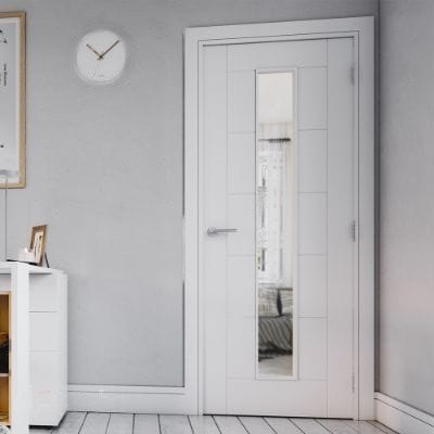 Seville White Primed Glazed (1 Light) Internal Door - All Sizes - Deanta
