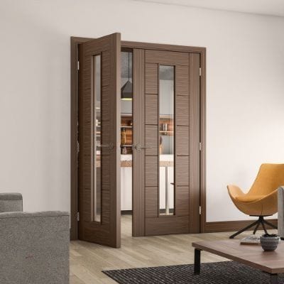 Seville Prefinished Walnut Glazed (1 Light) Internal Door - All Sizes - Deanta
